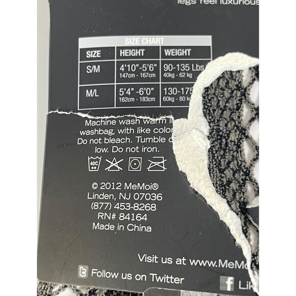 New MeMoi Legwear Fashion Tights Stockings Feminine Net Lace Charcoal Gray M/L - Picture 2 of 4